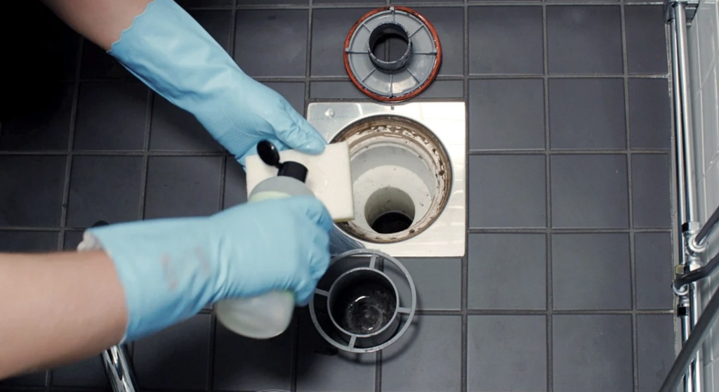 Thorough cleaning shower drain water trap